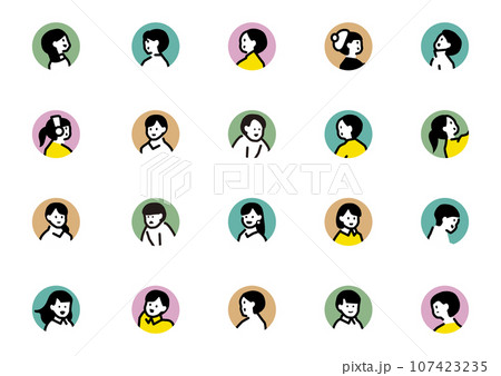 人物の顔アイコンセット 人物の顔アイコンセット 107423235