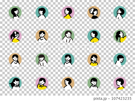 人物の顔アイコンセット 人物の顔アイコンセット 107423235