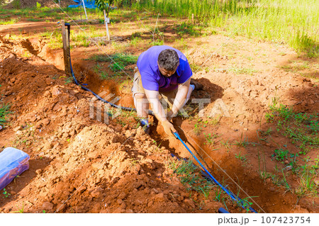 Water PVC pipes systems are commonly insulate with used insulation commonly to underground Water PVC pipes systems are commonly insulate with used insulation commonly to underground 107423754