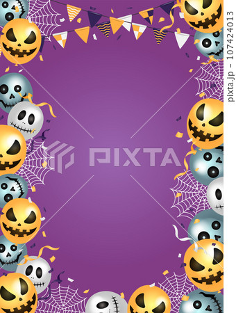 ハロウィン・ハロウィーン A4縦 (ポスター・フライヤー) テンプレートイラスト | 文字なし ハロウィン・ハロウィーン A4縦 (ポスター・フライヤー) テンプレートイラスト | 文字なし 107424013