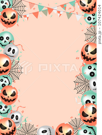 ハロウィン・ハロウィーン A4縦 (ポスター・フライヤー) テンプレートイラスト | 文字なし ハロウィン・ハロウィーン A4縦 (ポスター・フライヤー) テンプレートイラスト | 文字なし 107424014
