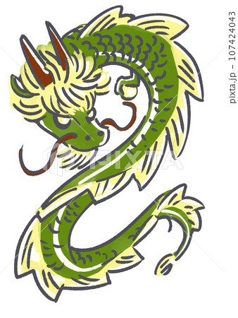 うねる緑の龍のイラスト 107424043