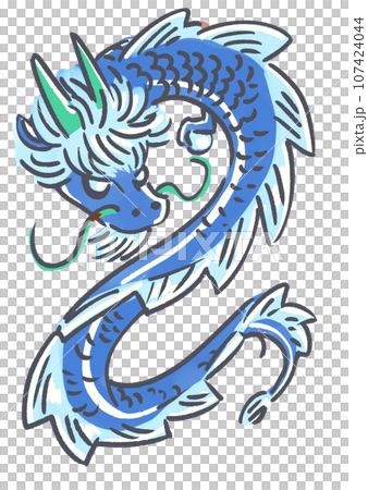 一條起伏的藍龍的插圖 107424044