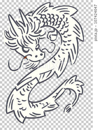 うねる龍の線画イラスト 107424047