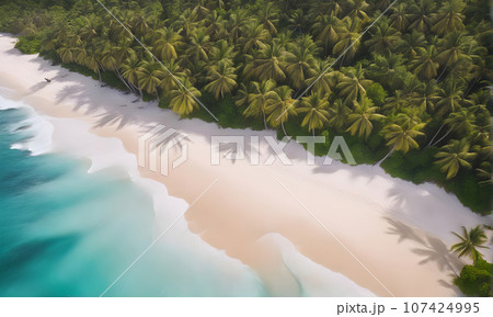 Aerial view of sea waves on beach Aerial view of sea waves on beach 107424995