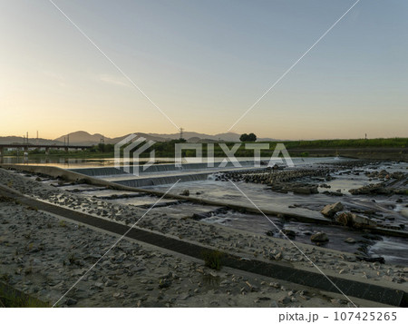 大和川と自然浄化施設柏原堤体の風景 107425265