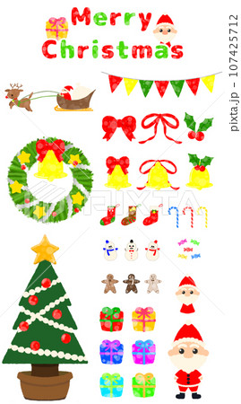 クリスマス クレヨンイラストセット 107425712