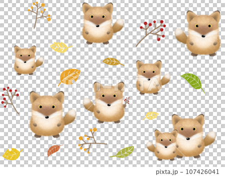 Fox seamless pattern B-2 Drawing paper Fox seamless pattern B-2 Drawing paper 107426041