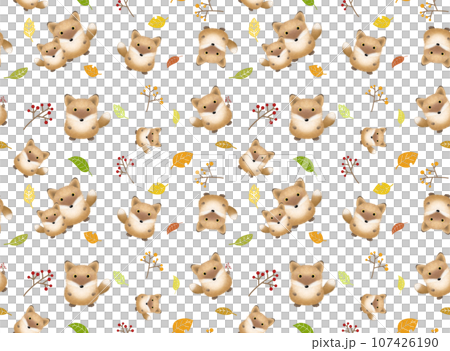 キツネのシームレスパターンC-6  PNG 107426190