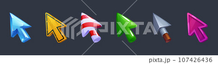 Game ui arrow cursor, cute mouse pointer vector Game ui arrow cursor, cute mouse pointer vector 107426436