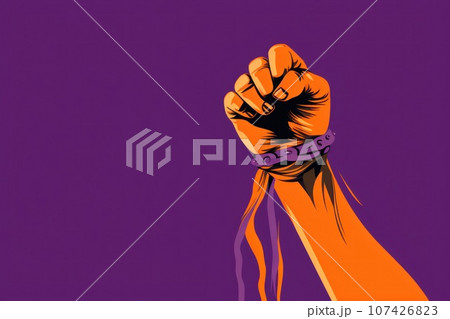 person holding world violence day ribbon symbol. generate AI 107426823