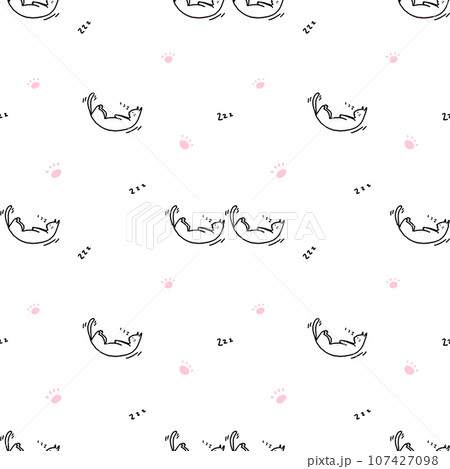 Sleeping cat drawing background pattern Sleeping cat drawing background pattern 107427098