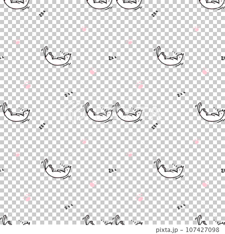 Sleeping cat drawing background pattern Sleeping cat drawing background pattern 107427098