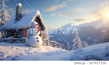 クリスマスの雪だるまAI クリスマスの雪だるまAI 107427216