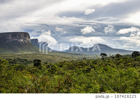 View from the top of the hill of the father inacio, morro do pai inacio, Chapada Diamantina, Bahia, Brazil 107428225