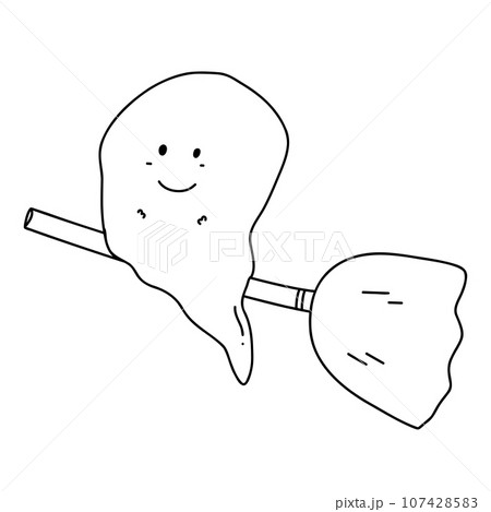 Ghost with broom cartoon Ghost with broom cartoon 107428583