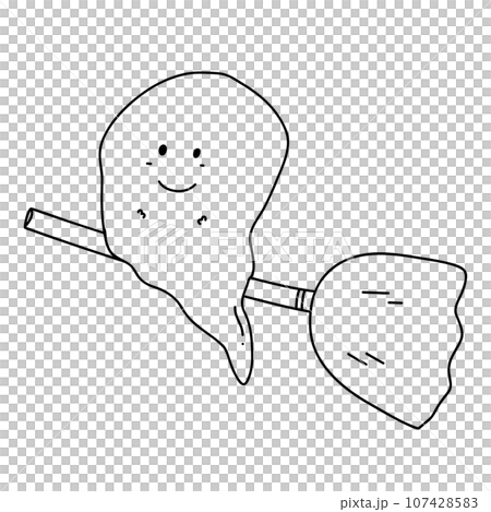 Ghost with broom cartoon Ghost with broom cartoon 107428583