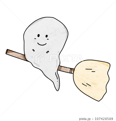 Ghost with broom cartoon Ghost with broom cartoon 107428589