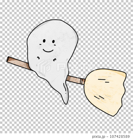 Ghost with broom cartoon Ghost with broom cartoon 107428589