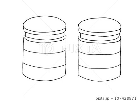 水性ペンで描いた瓶の線画セット 107428971