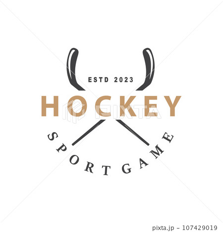 Hockey Logo Design, Sports Game Symbol Template 107429019