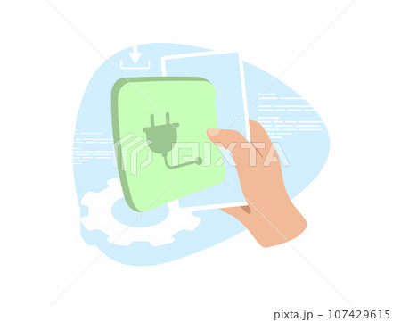 Website plugin for business and personal websites concept. SEO and marketing website plugin extensions for web development. Vector illustration isolated on white background with icons 107429615