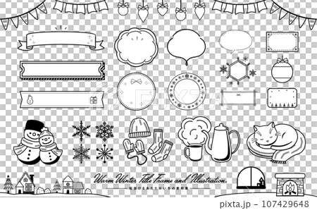 Simple pop and stylish warm winter image vector illustration and frame material set_single color 107429648