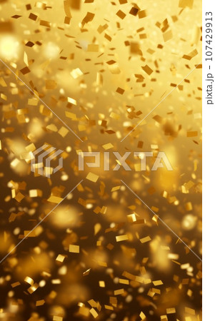 ゴールドのキラキラ背景　縦　AI生成画像　AI画像 107429913