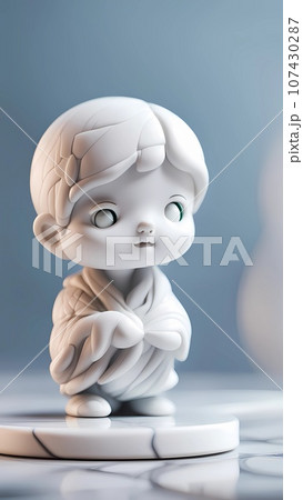 White marble stone statue illustration  107430287