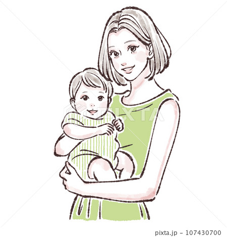 子供を抱っこするお母さんのイラスト素材 子供を抱っこするお母さんのイラスト素材 107430700