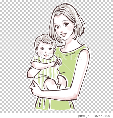子供を抱っこするお母さんのイラスト素材 子供を抱っこするお母さんのイラスト素材 107430700
