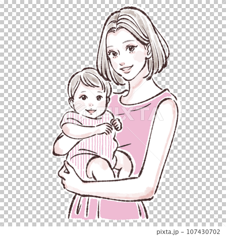 Illustration material of mother holding a child 107430702