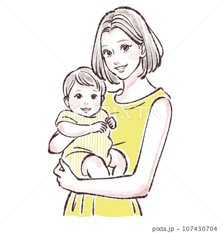 子供を抱っこするお母さんのイラスト素材 子供を抱っこするお母さんのイラスト素材 107430704