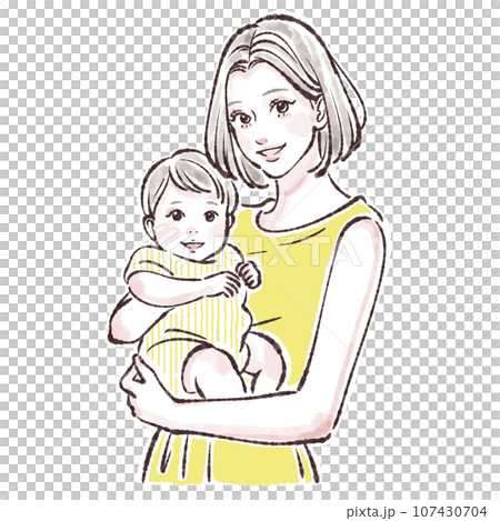 子供を抱っこするお母さんのイラスト素材 子供を抱っこするお母さんのイラスト素材 107430704