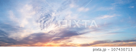Colorful sunset, sunrise sky with clouds. Nature background 107430713