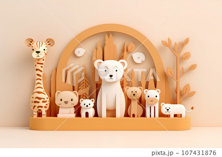 可愛い動物園-集合(3D) 可愛い動物園-集合(3D) 107431876