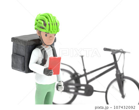 自転車でフードデリバリー 107432092