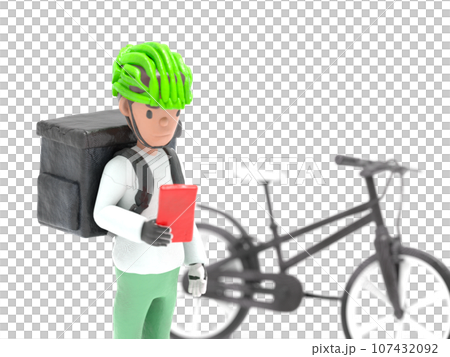 自転車でフードデリバリー 107432092