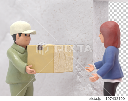 宅配を受け取る女性客 宅配を受け取る女性客 107432100