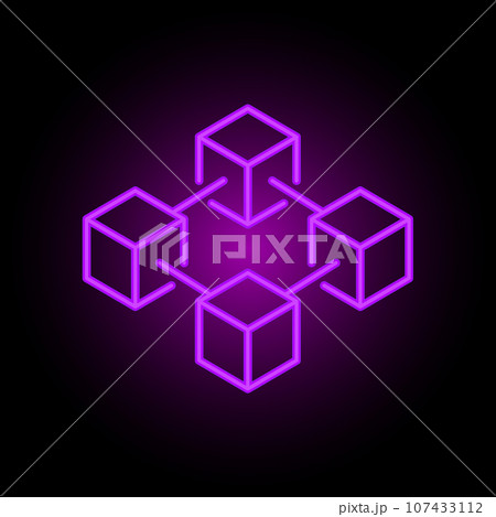 Blockchain vector colorful line icon or logo element on dark background 107433112