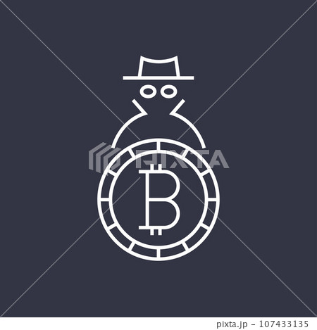 Bitcoin cryptocurrency blockchain flat logo. Use for logos, print products, page and web decor or other design. Editable Stroke. 107433135