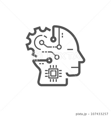 Artificial Intelligence. The image of human head with integration 107433257