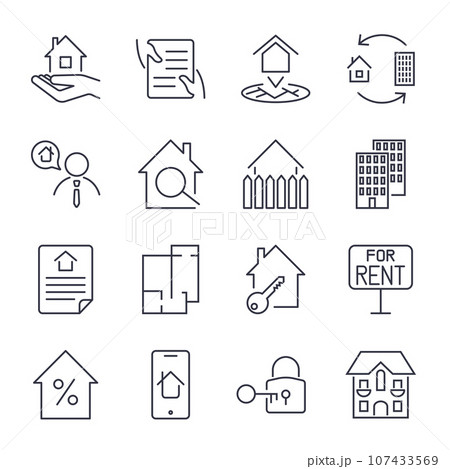 Real estate, building, house, construction, contract icon and sign concept vector set for infographics, website Real estate, building, house, construction, contract icon and sign concept vector set for infographics, website 107433569