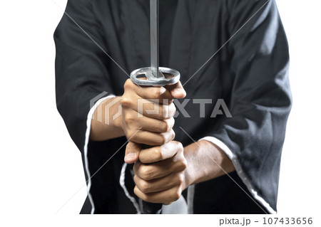 Samurai warrior holding the sword 107433656