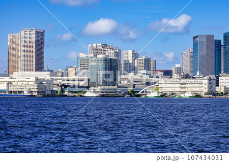 晴海ふ頭から、ゆりかもめ沿線の都市風景 107434031
