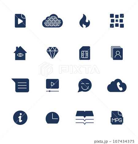 Simple UI icons for app, sites, programs. Different UI icons. Simple pictograms on white background 107434375