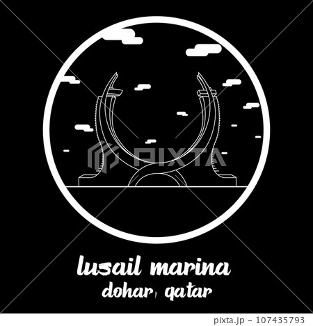 Circle Icon line Lusail Marina. vector illustration 107435793
