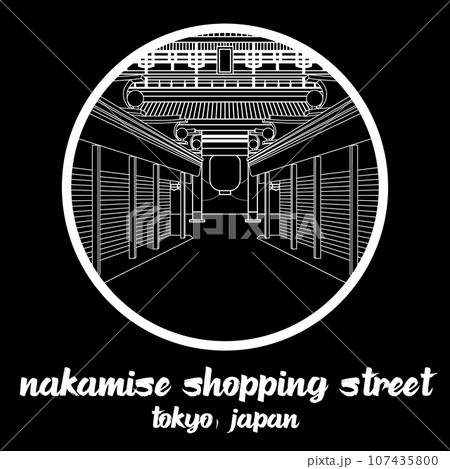 Circle Icon line Nakamise Shopping Street Sensoji Temple Asakusa.vector illustration Circle Icon line Nakamise Shopping Street Sensoji Temple Asakusa.vector illustration 107435800