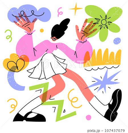 Woman or girl dancing at holiday party 107437079