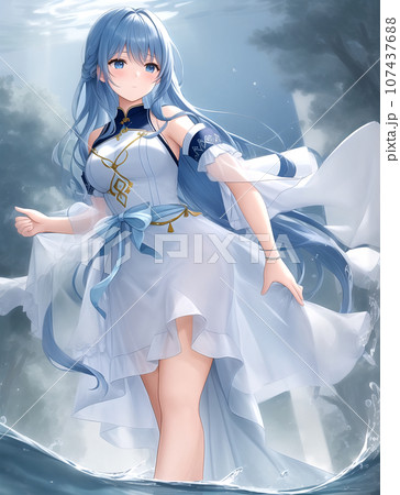 カードゲーム風ファンタジーイラスト 水の精霊のイラスト素材